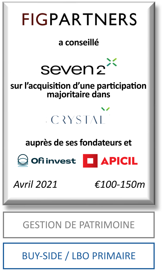FIG Partners a conseillé Apax Partners pour l’acquisition d’une participation majoritaire dans Groupe Crystal