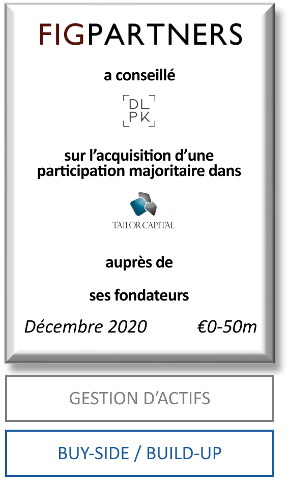 FIG Partners a conseillé DLPK pour l’acquisition d’une participation majoritaire dans Tailor Capital et le refinancement de sa dette