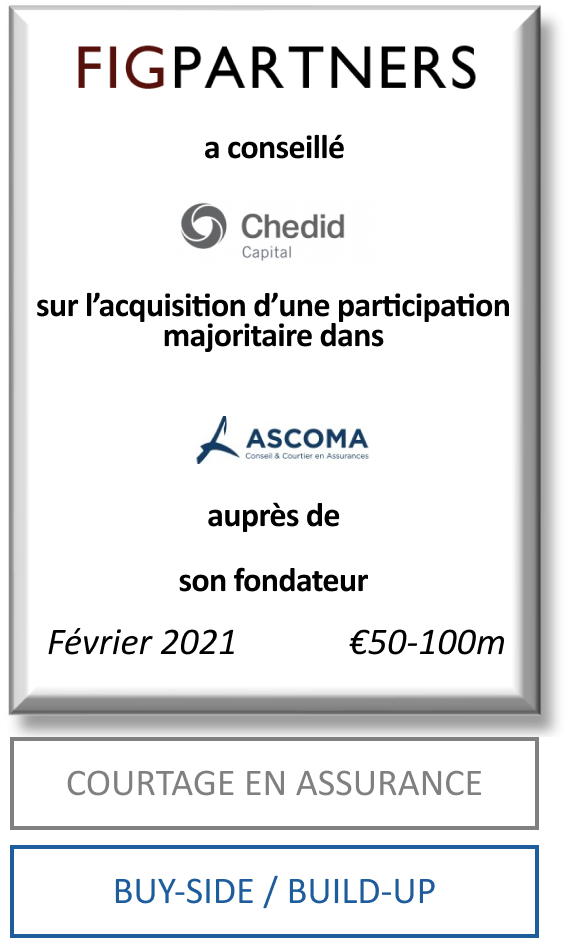 FIG Partners a conseillé Chedid Capital pour l’acquisition d’une participation majoritaire dans Groupe Ascoma
