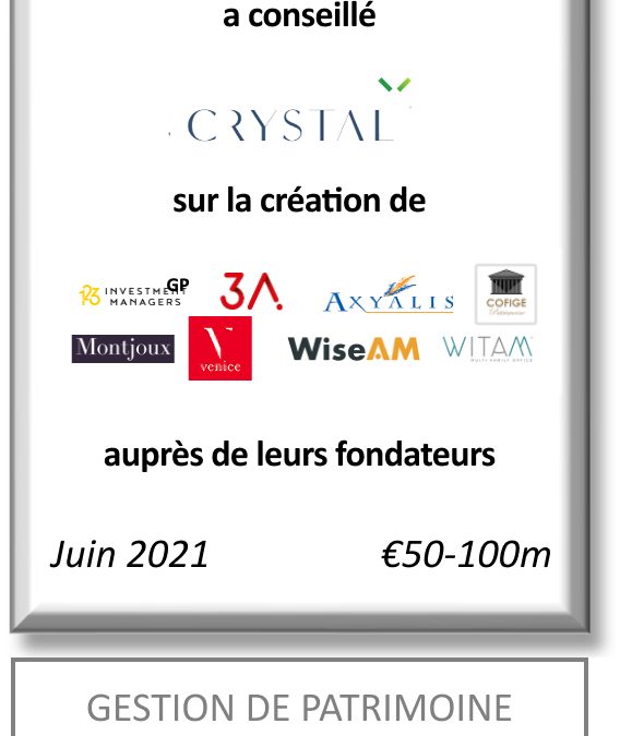 FIG Partners a conseillé Crystal et Apax Partners dans le cadre de l&rsquo;acquisition du Projet Victoire