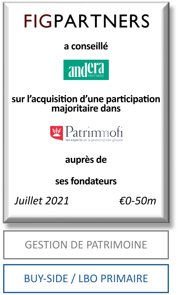 FIG Partners a conseillé Andera Partners dans le cadre du partenariat stratégique avec Patrimmofi