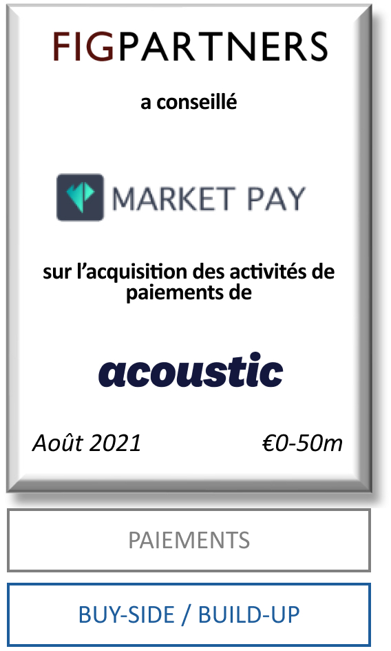 FIG Partners a conseillé Market Pay et AnaCap Financial Partners dans le cadre de l’acquisition des activités de paiements d’Acoustic