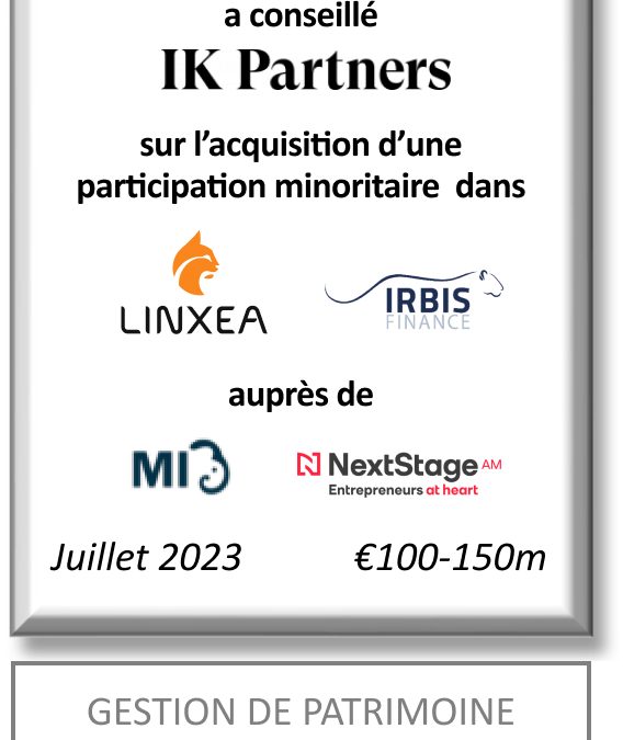 FIG Partners a conseillé IK Partners dans le cadre de son entrée au capital d&rsquo;Irbis / Linxea