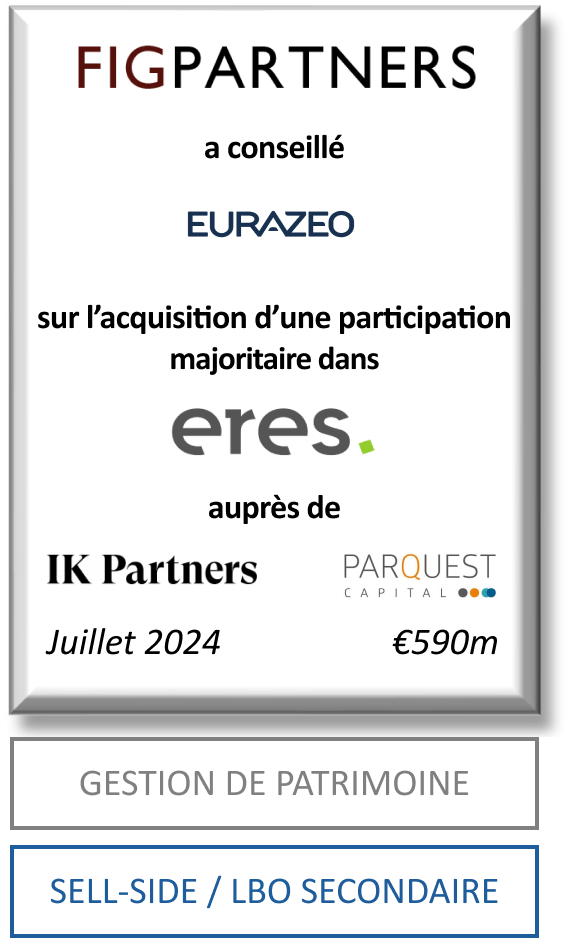 FIG Partners a conseillé Eurazeo sur l’acquisition d’une participation majoritaire dans Eres