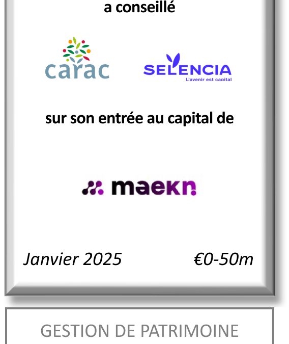 FIG Partners a conseillé Selencia sur son entrée au capital de Maekn