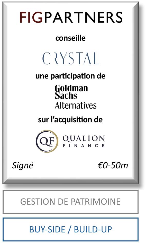 FIG Partners a conseillé Crystal dans le cadre de l’acquisition de Qualion